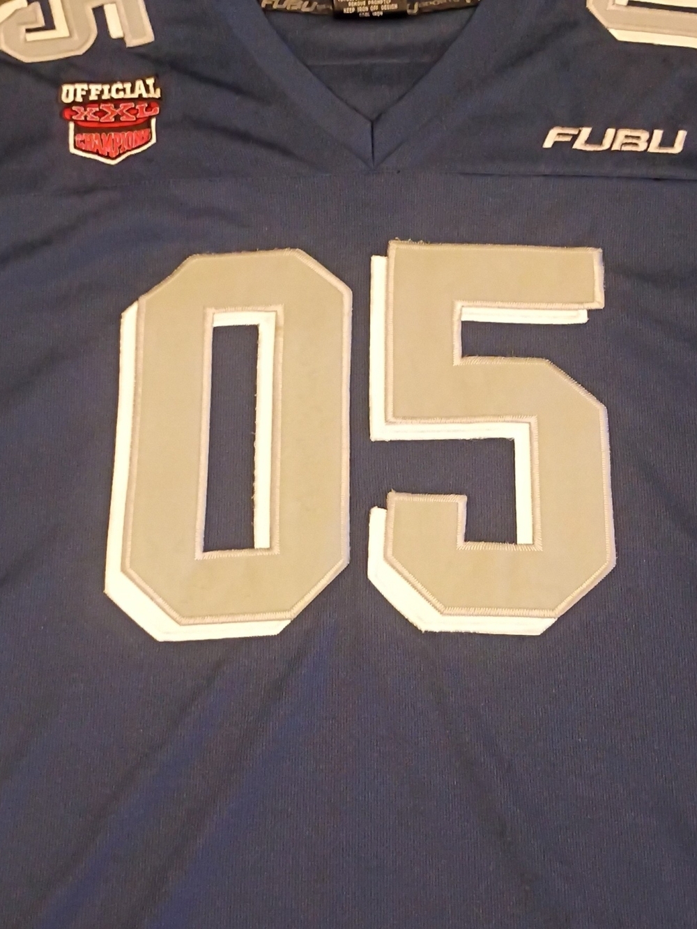Vintage FUBU 05 Football Jersey Large Navy Blue The Collection Y2K